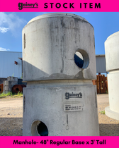 Precast Concrete Manhole- 48" Regular Base by 3' tall