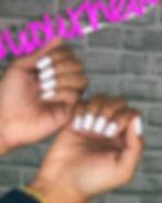 Pearl chrome on white nails