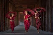 Monjes jóvenes caminando
