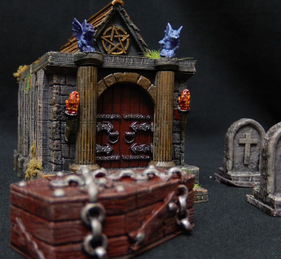 Thumbnail: Graveyard crypt terrain building with removable walls and roof