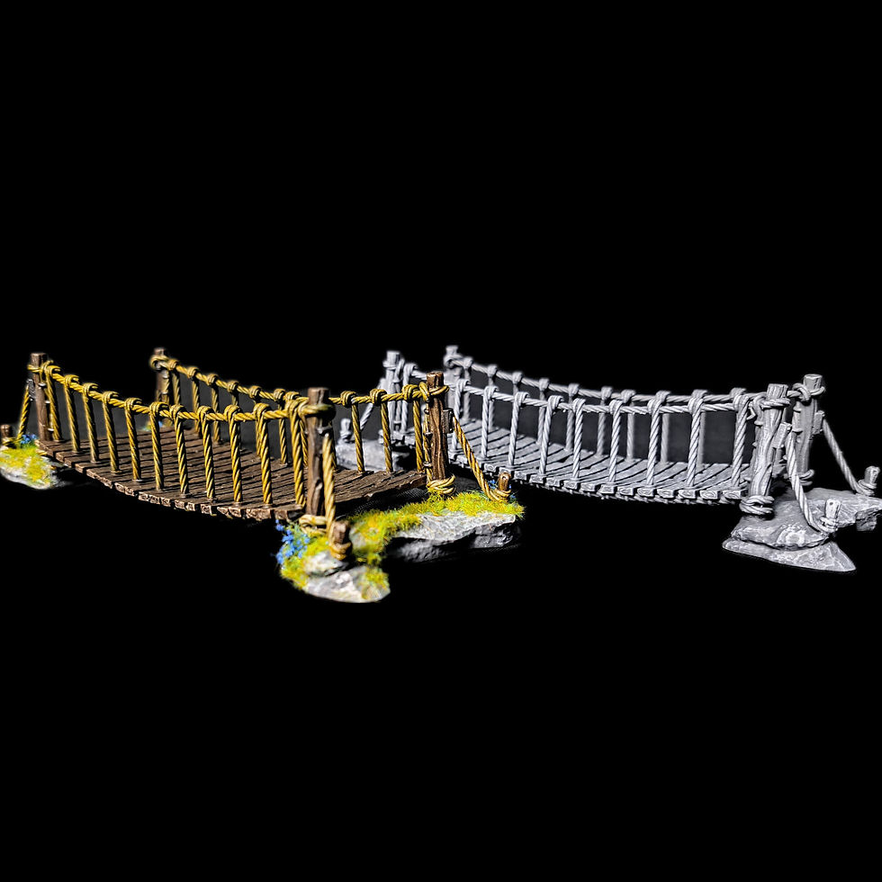 Thumbnail: Gold and silver DND tabletop rope bridge terrain.