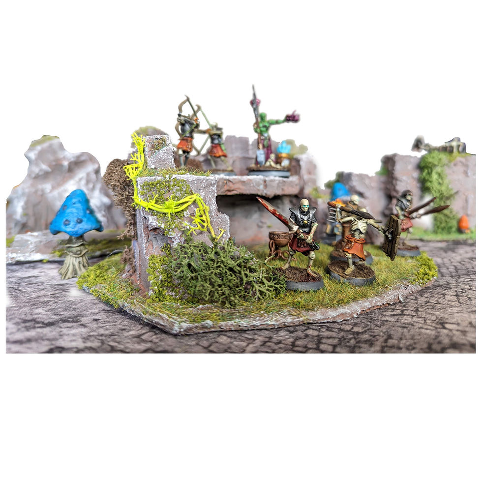 Fantasy undead terrain for an upcoming D&D game from Mystic Pigeon Gaming