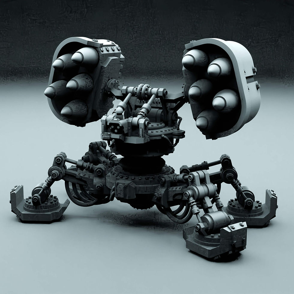 Thumbnail: Heavy anti-air and anti-infantry rocket launchers - a sci fi miniature from Mystic Pigeon Gaming (Compatible with Warhammer