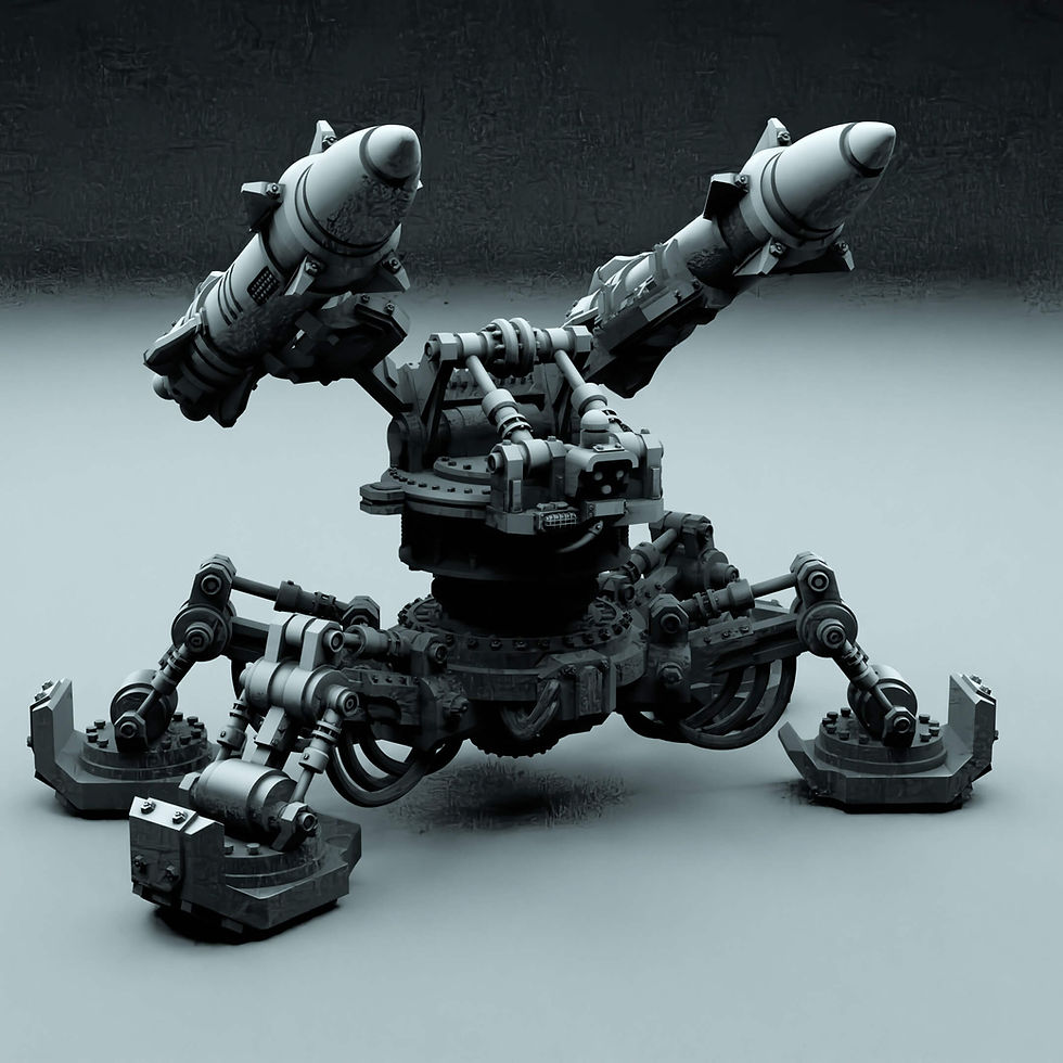 Thumbnail: Heavy anti-air and anti-infantry rocket launchers - a sci fi miniature from Mystic Pigeon Gaming (Compatible with Warhammer
