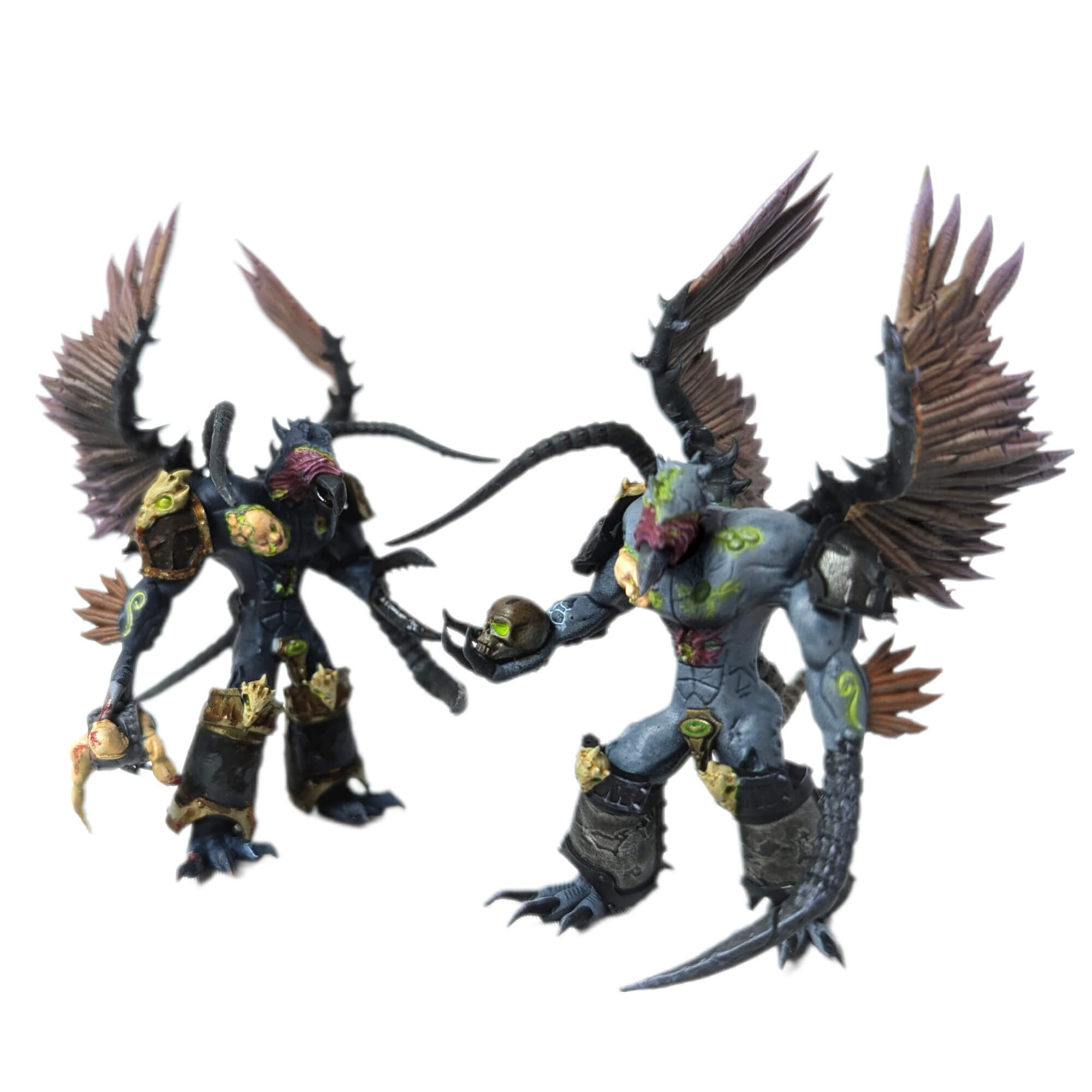 Avian themed chaos spawn proxy miniatures from Mystic Pigeon Gaming