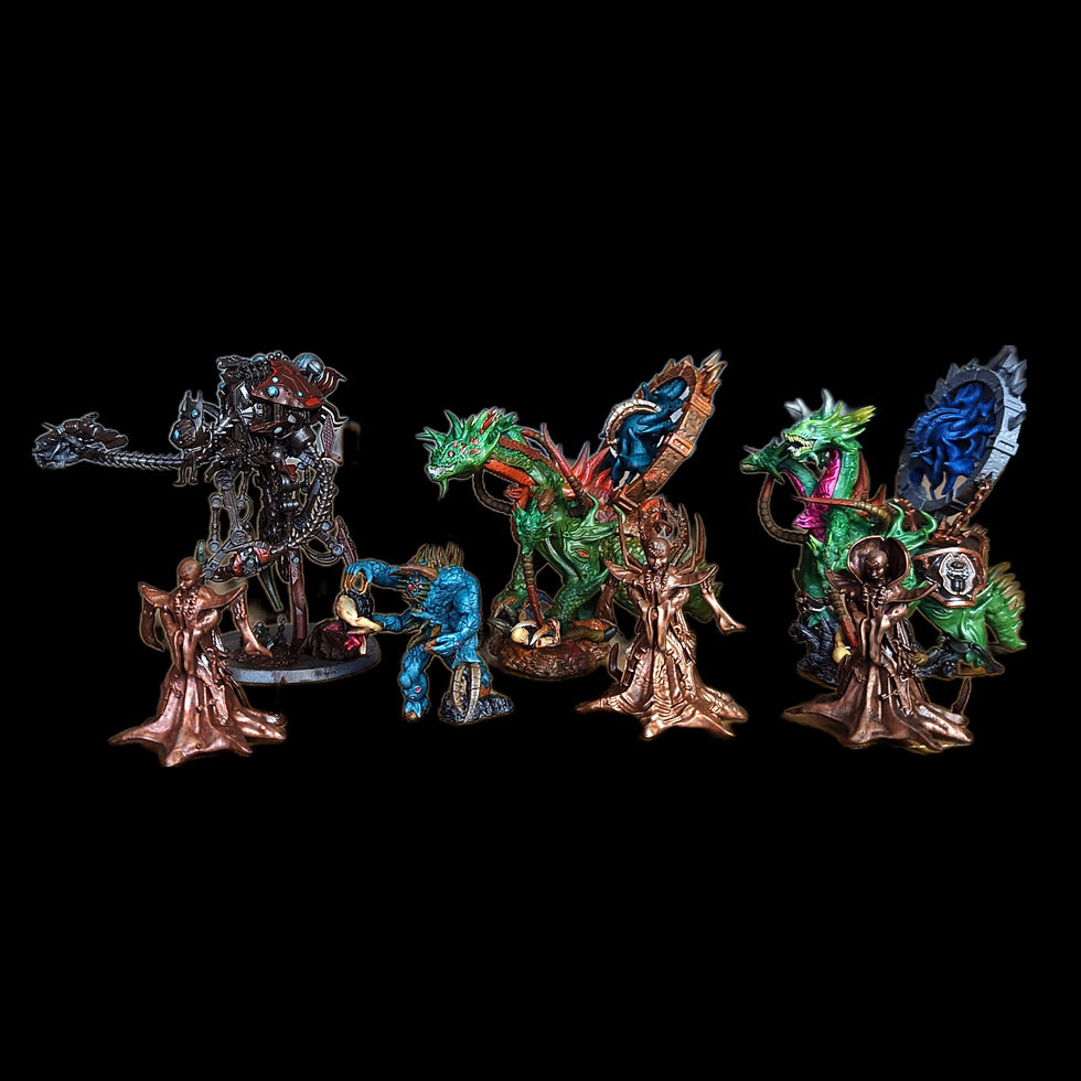 WIP some fantasy and sci fi miniatures from Mystic Pigeon Gaming