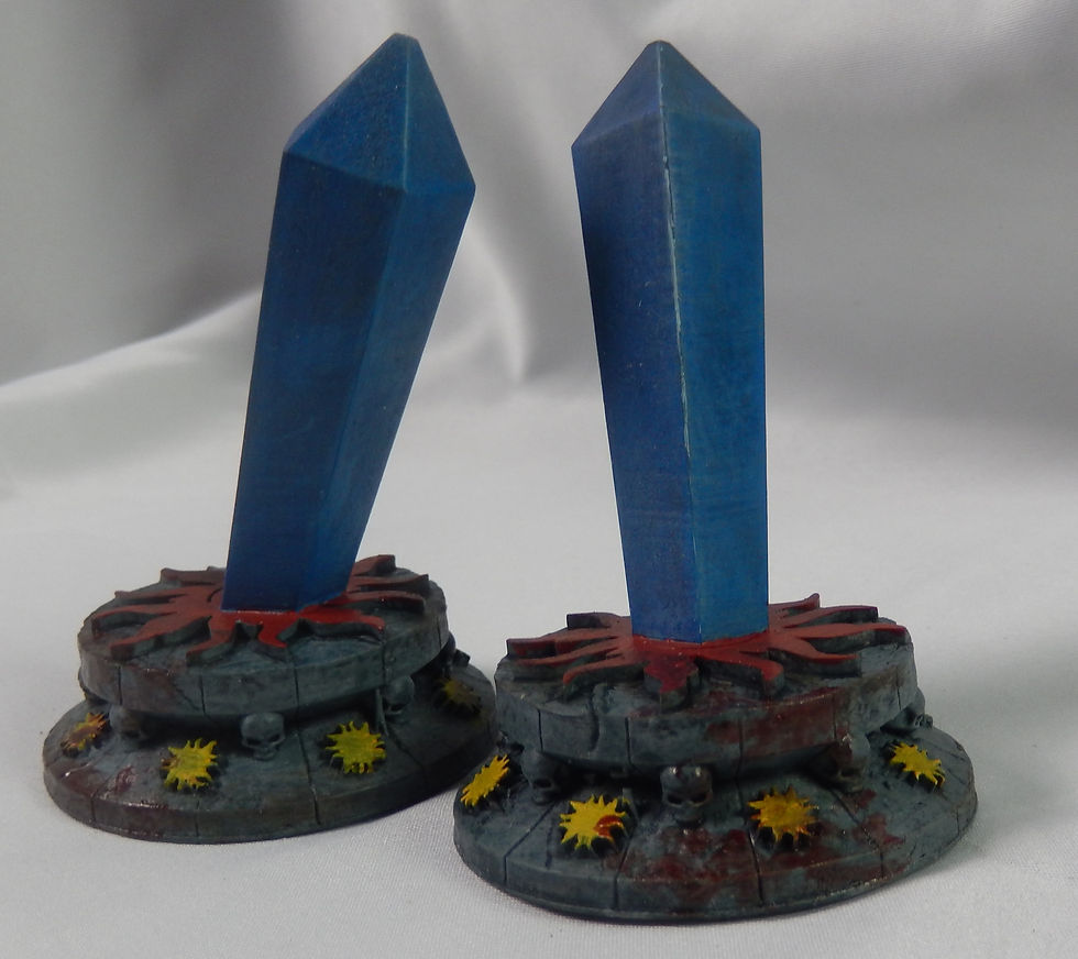 Thumbnail: Two unpainted blue crystal spires on bases