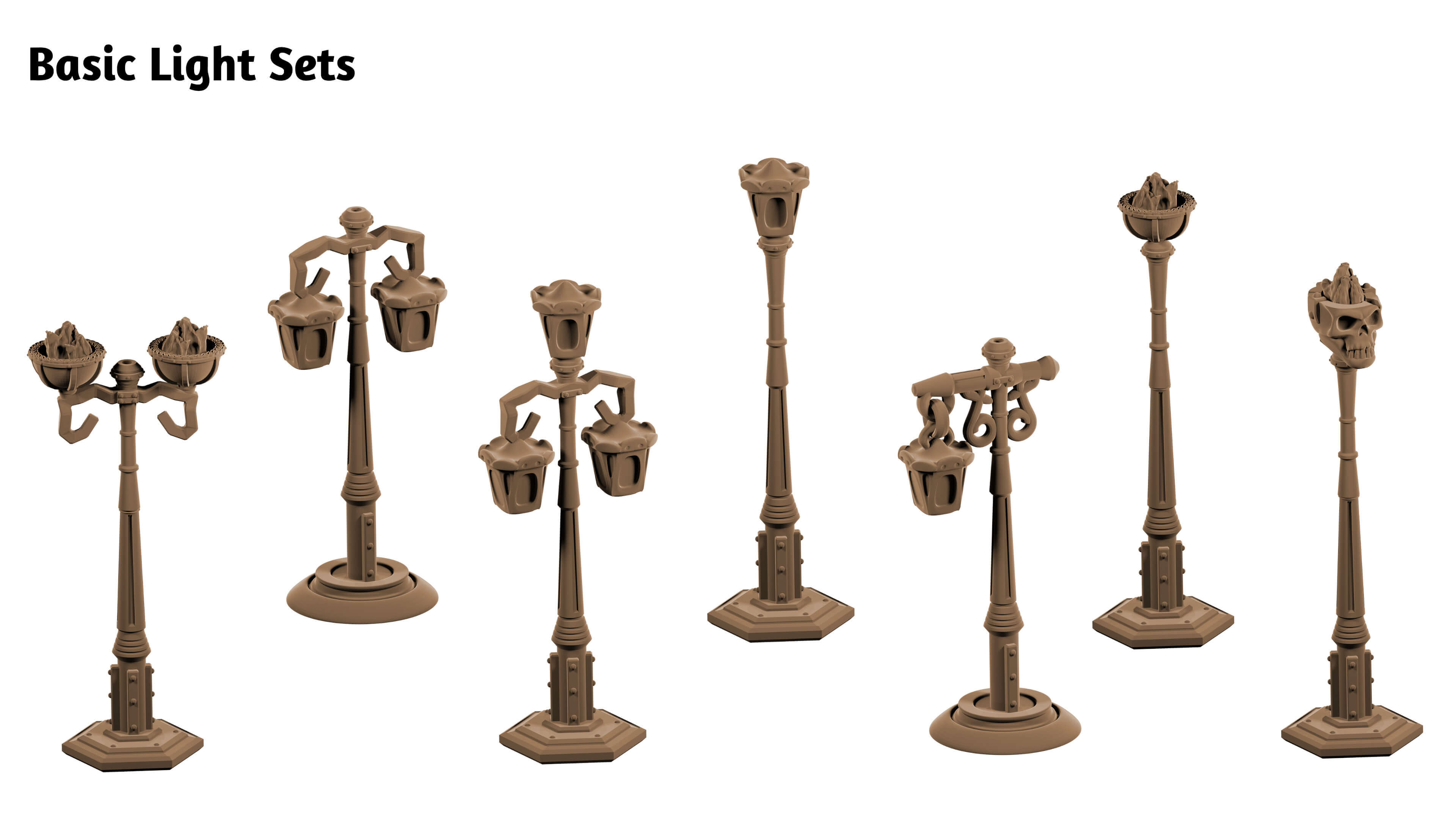 Basic street lights and lamp posts for fantasy and gothic sci fi