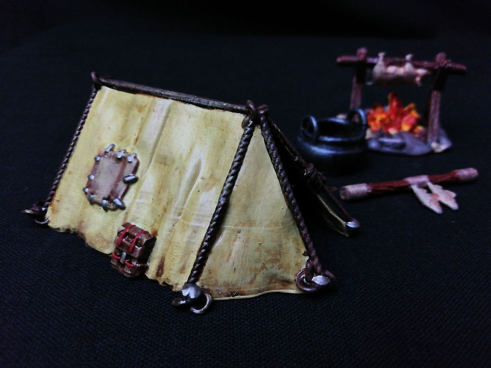 Thumbnail: Tents and camp fire tabletop resin miniatures
