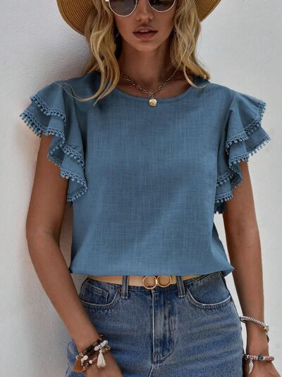 Thumbnail: Denise Ruffle Cap Sleeve Top