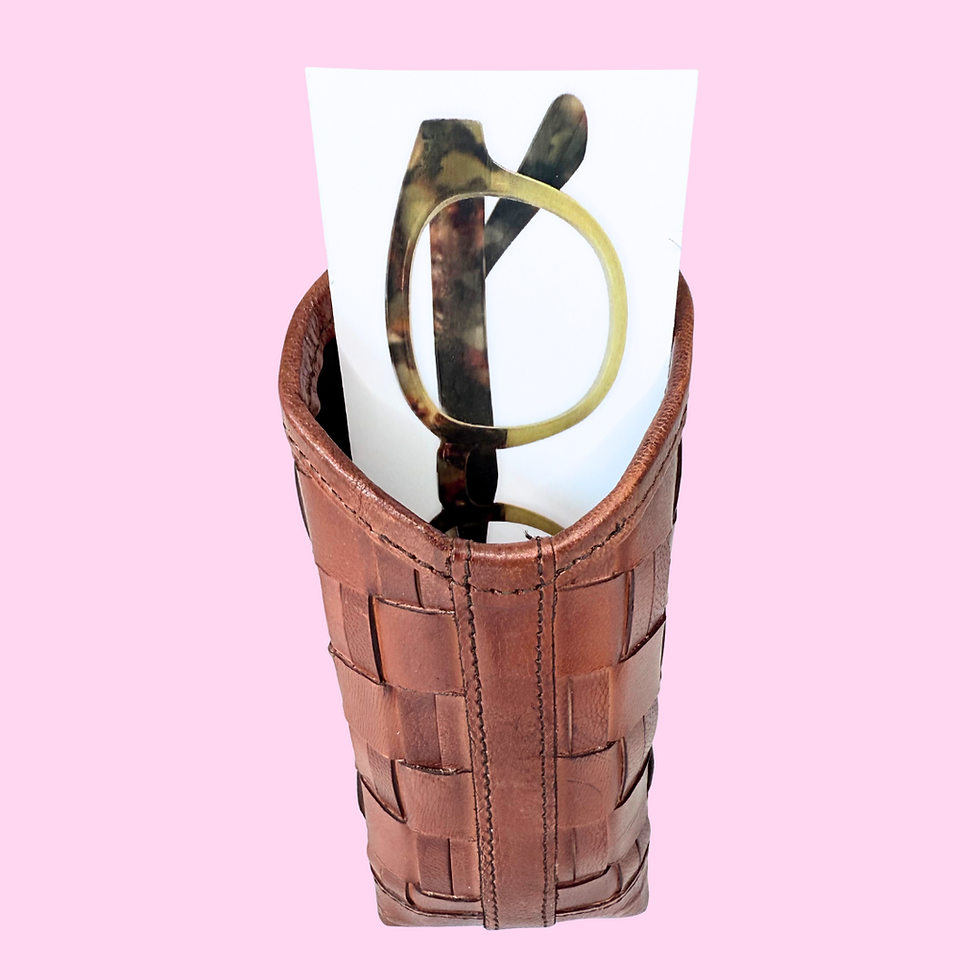 Light Brown Woven Leather Eye Glass Holder