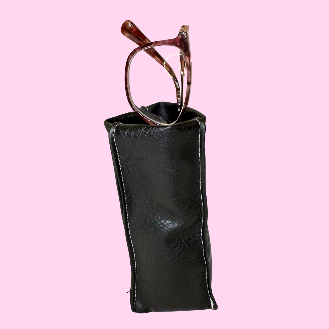 Black Leather Eyeglass Holder