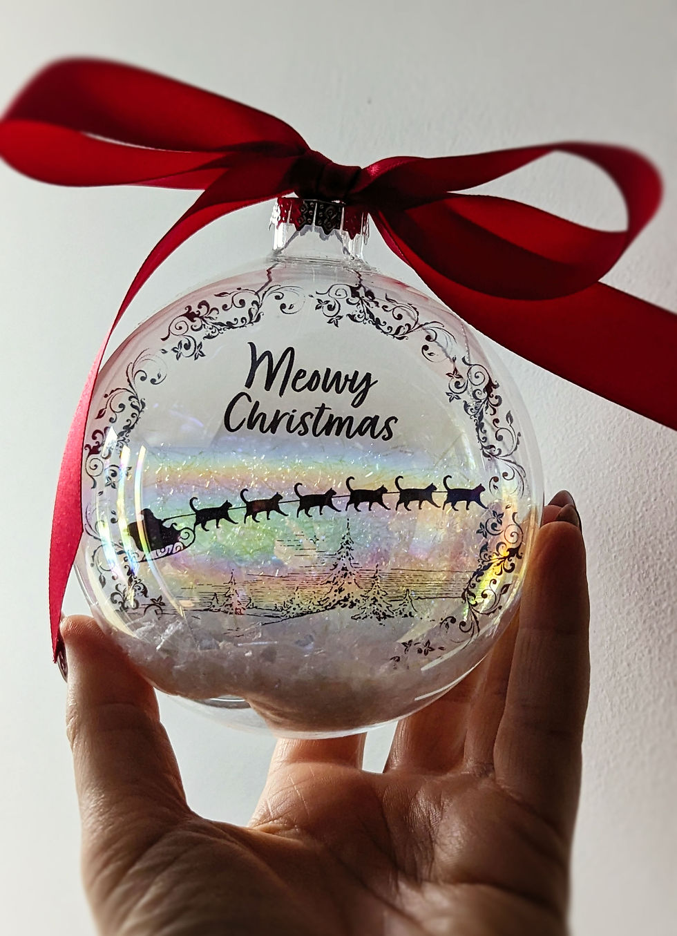 Thumbnail: 'Meowy Christmas' -  Handmade Glass Bauble