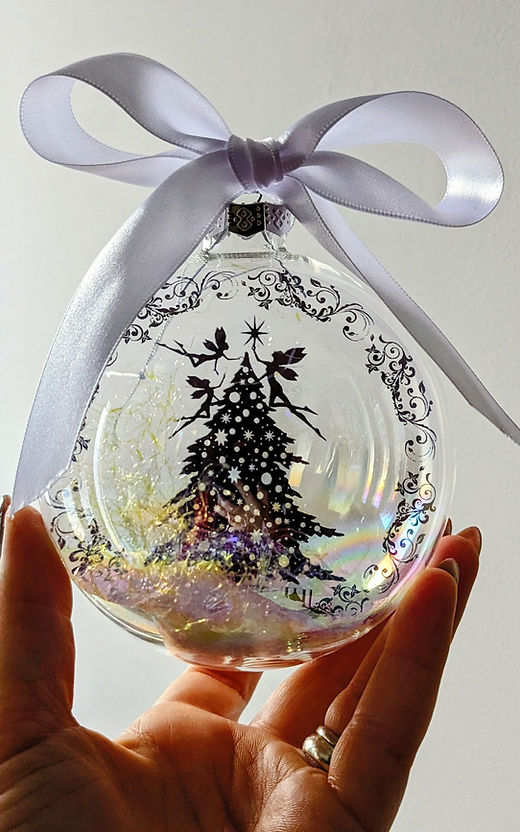 Christmas baubles with picture inside clearance