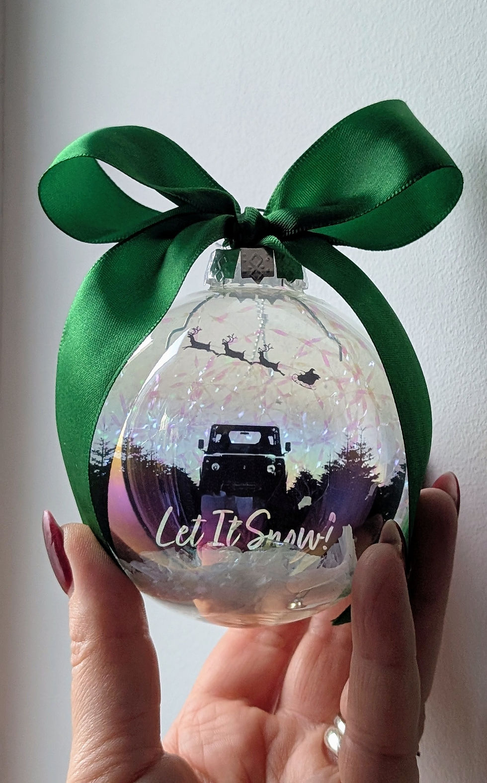 Thumbnail: The 'Let It Snow' 4x4 Land Rover - Handmade Glass Baubl