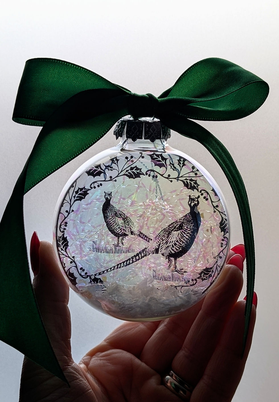 Thumbnail: The 'Proud Pheasants' - Handmade Glass Bauble 