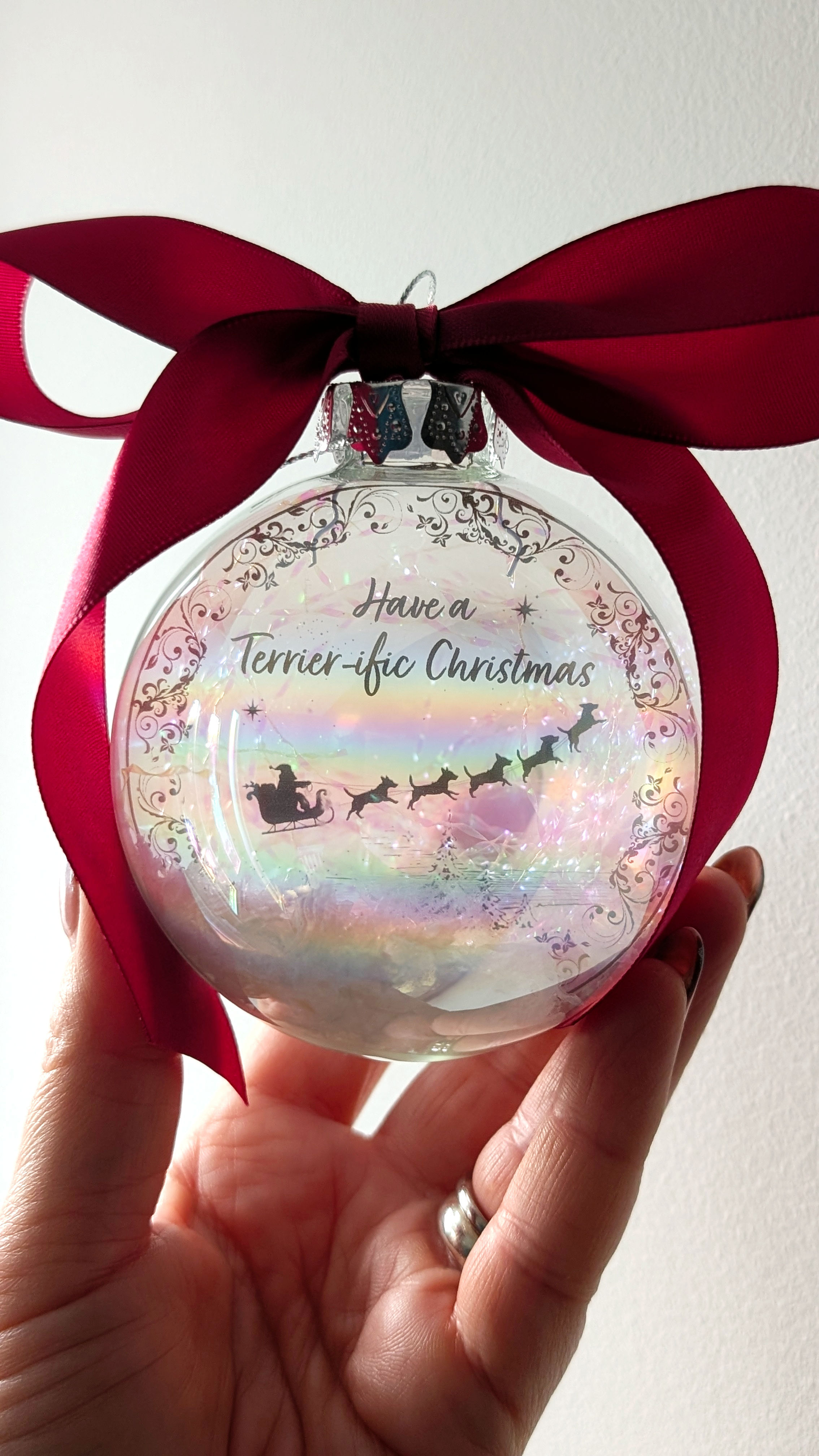 The 'Have a Terrier-ific Christmas' - Handmade Glass Bauble