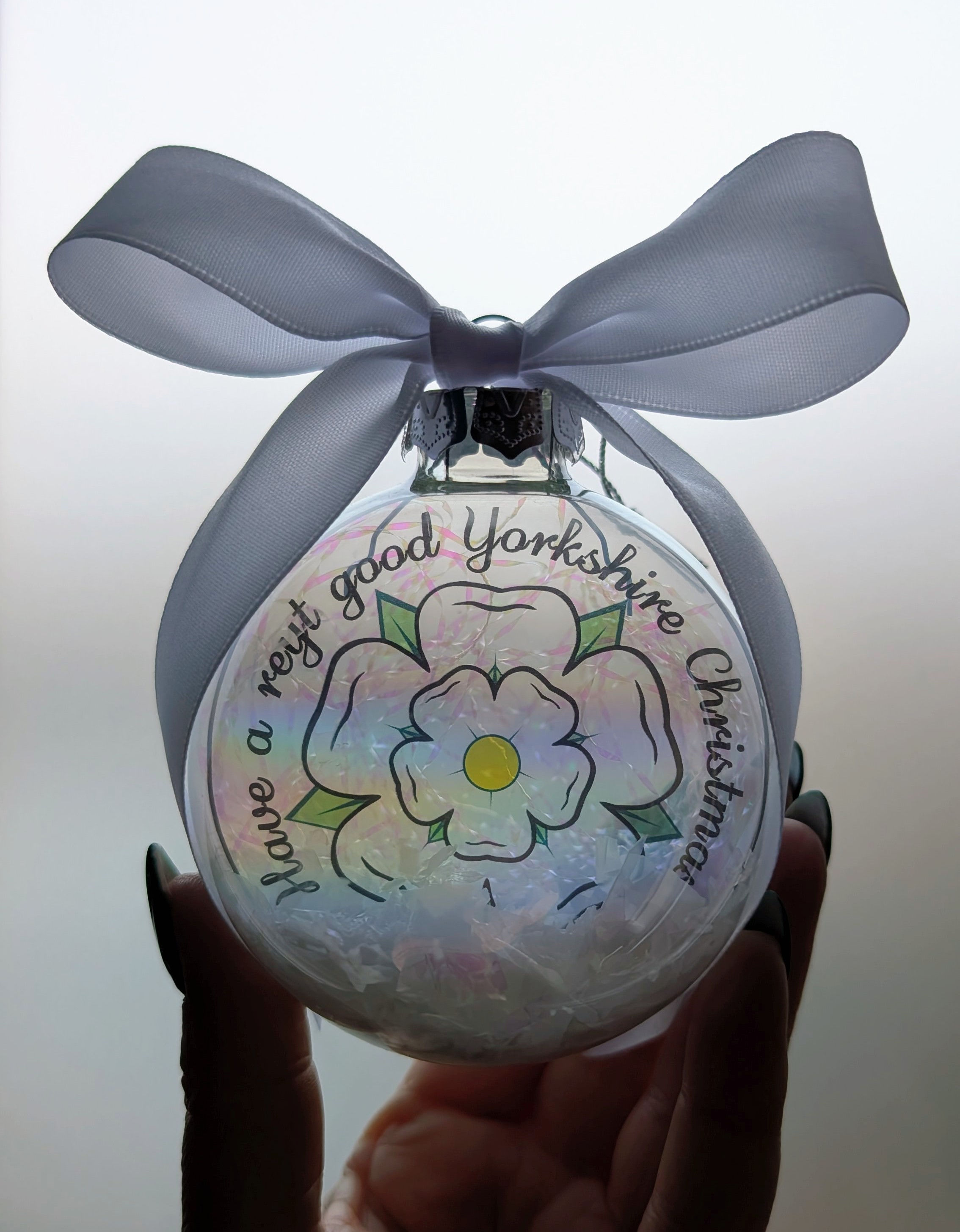 The 'Yorkshire Rose' -  Handmade Glass Bauble 