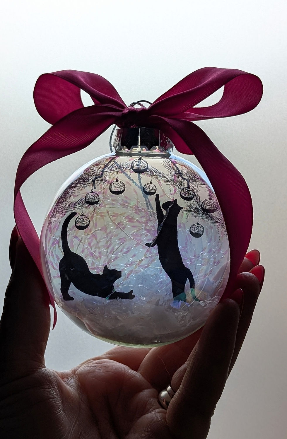 Thumbnail: The 'Playful Cats'- Handmade Glass Bauble -