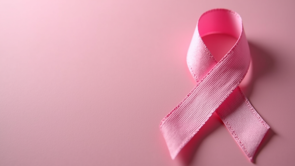 Close-up view of a pink ribbon symbolizing breast cancer awareness