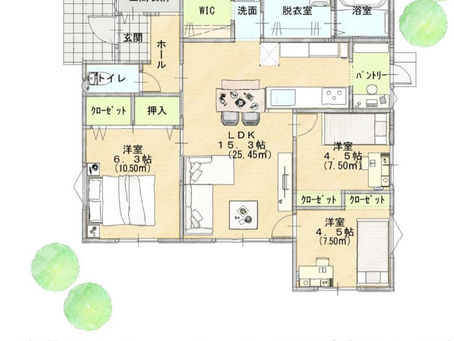 【平屋 間取り】23.59坪の素敵な平家間取り