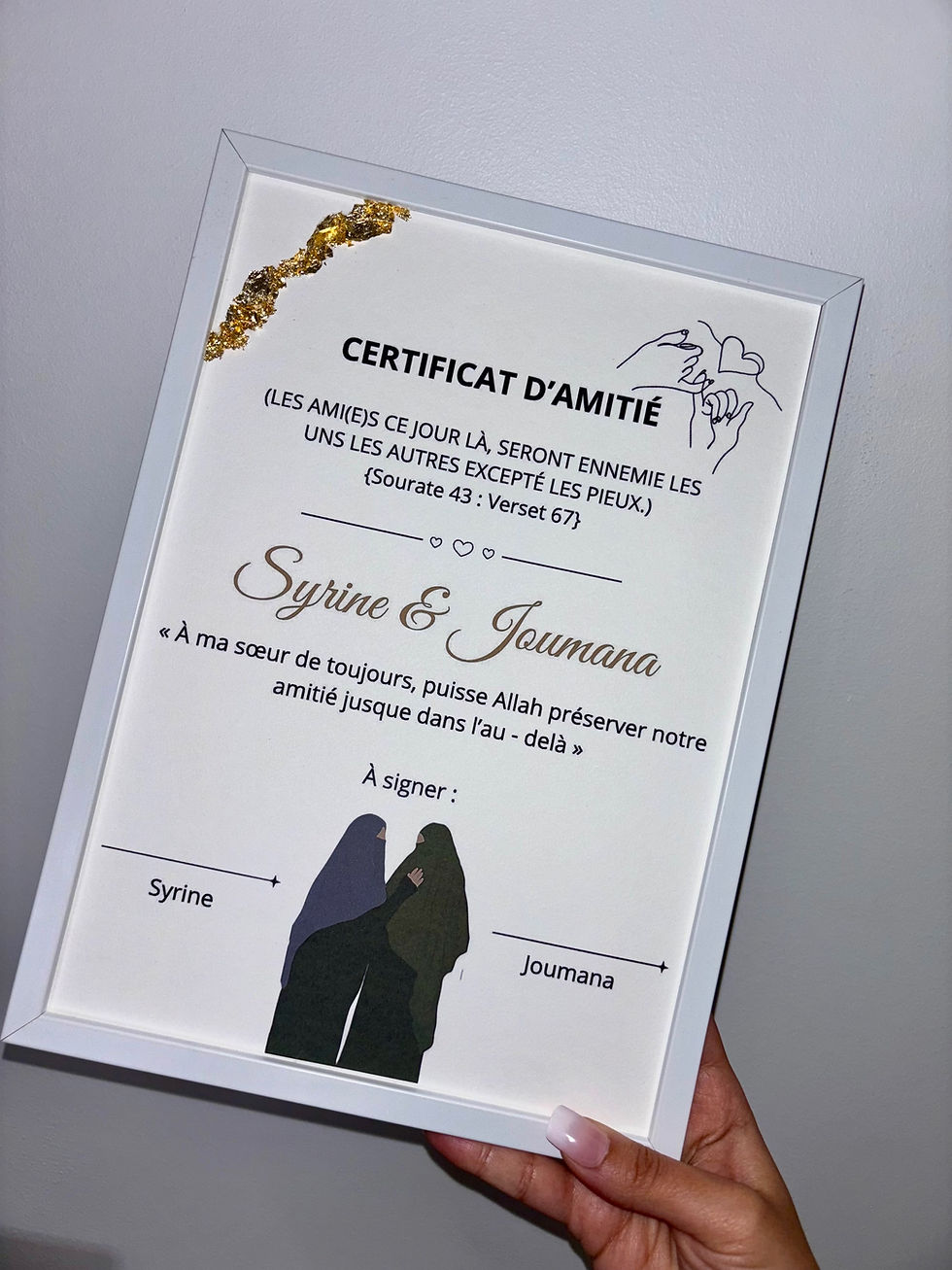 Miniature : Cadre certificat d’amitié duo