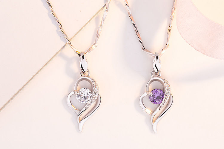 925 Silver Necklace with Zircon Pendant Jewelry