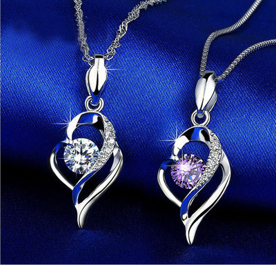 Thumbnail: 925 Silver Necklace with Zircon Pendant Jewelry