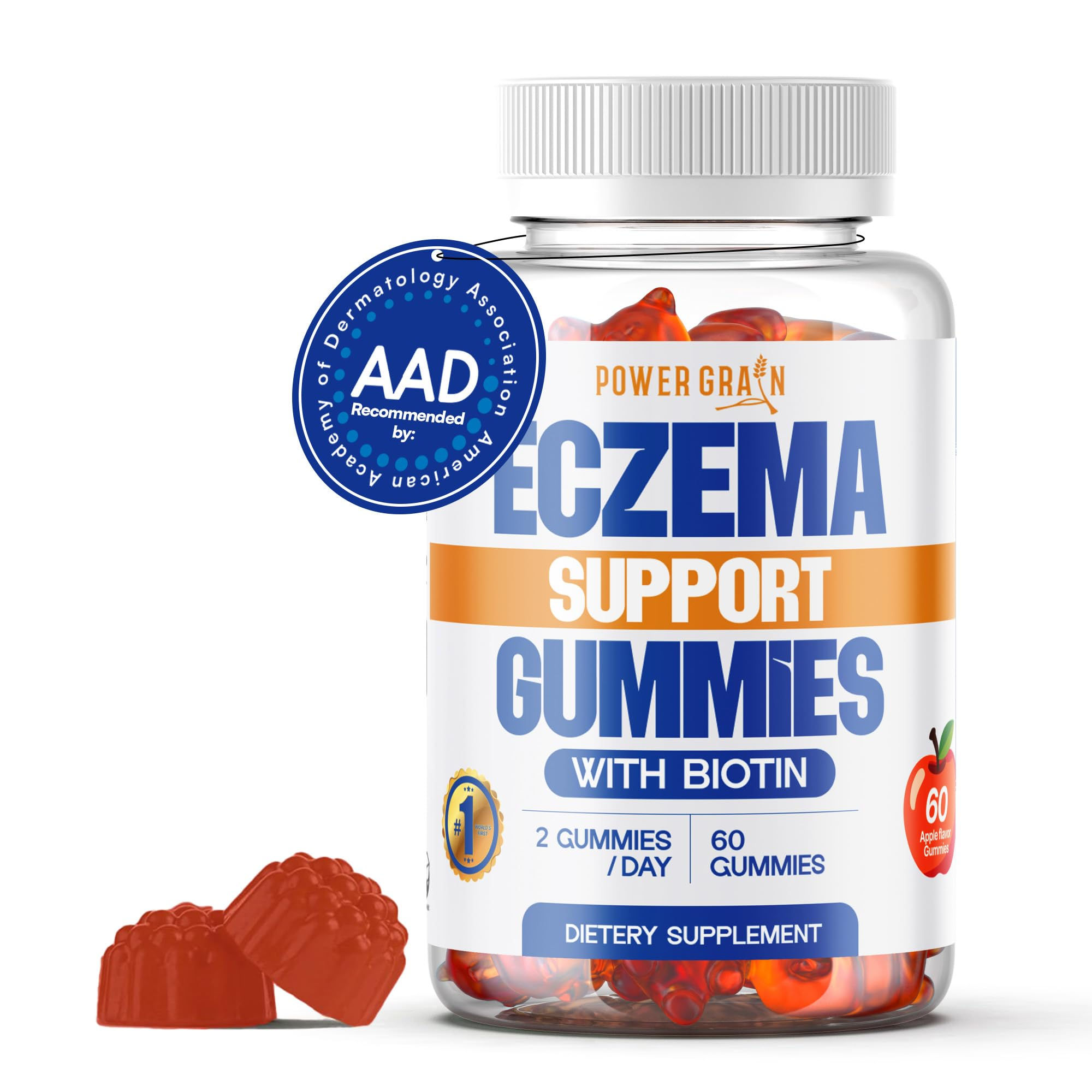 Power Grain Sugar Free Eczema Treatment Gummies - USA Made - 50+ Vitamins & Prob