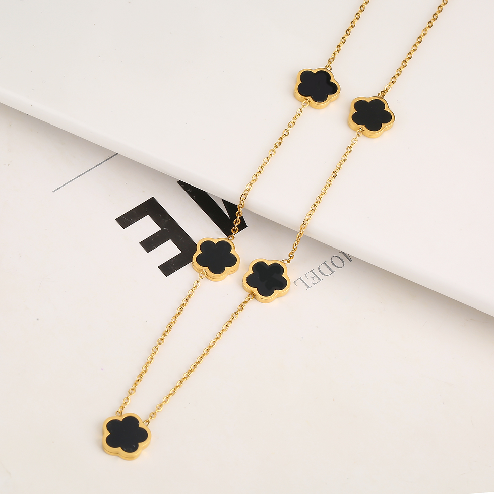 Thumbnail: Stainless Steel Five-Petal Jewelry Set