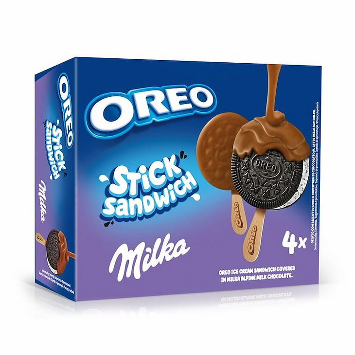 Ejemplo cobranding helado Oreo con chocolate Milka