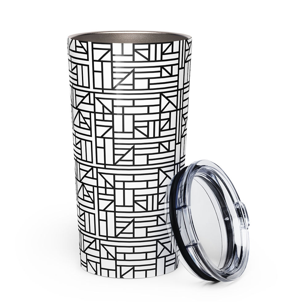 Rulerless Black on White Tapered Stainless Steel Tumbler
