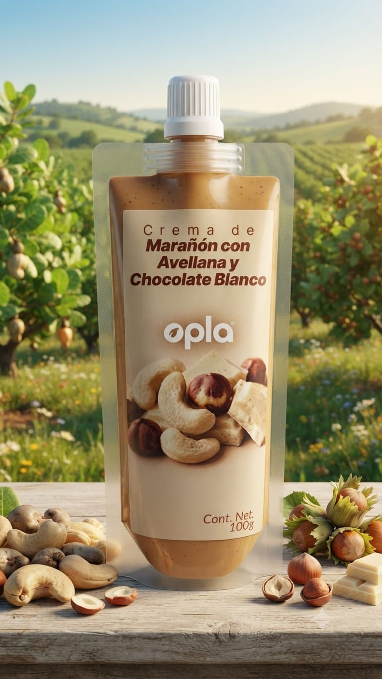 Crema de marañon con avellana y cacao o chocolate blanco