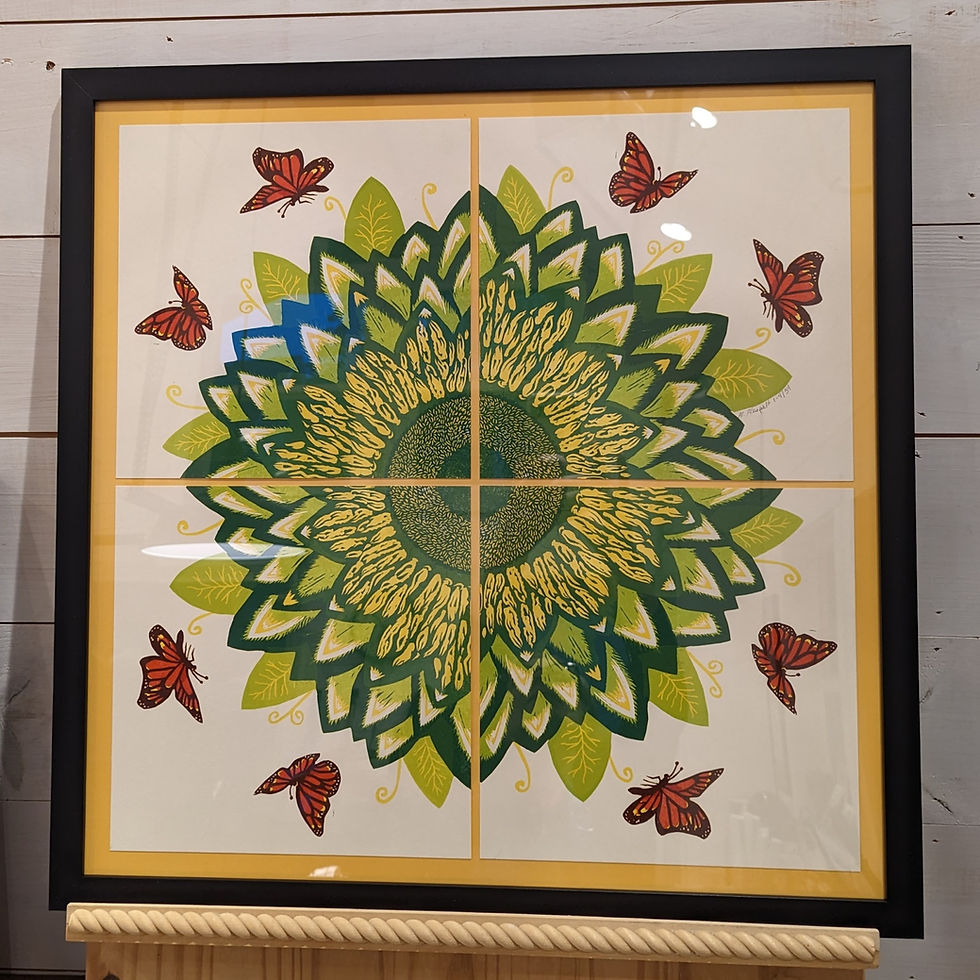 Thumbnail: Sunflower and Butterflies Letterpress Art Broadside