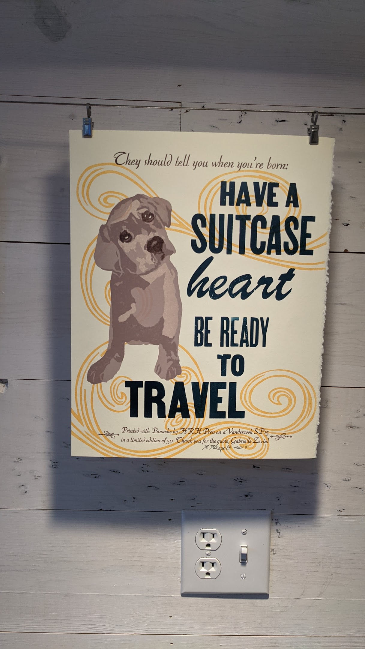 Have a Suitcase Heart Letterpress Art