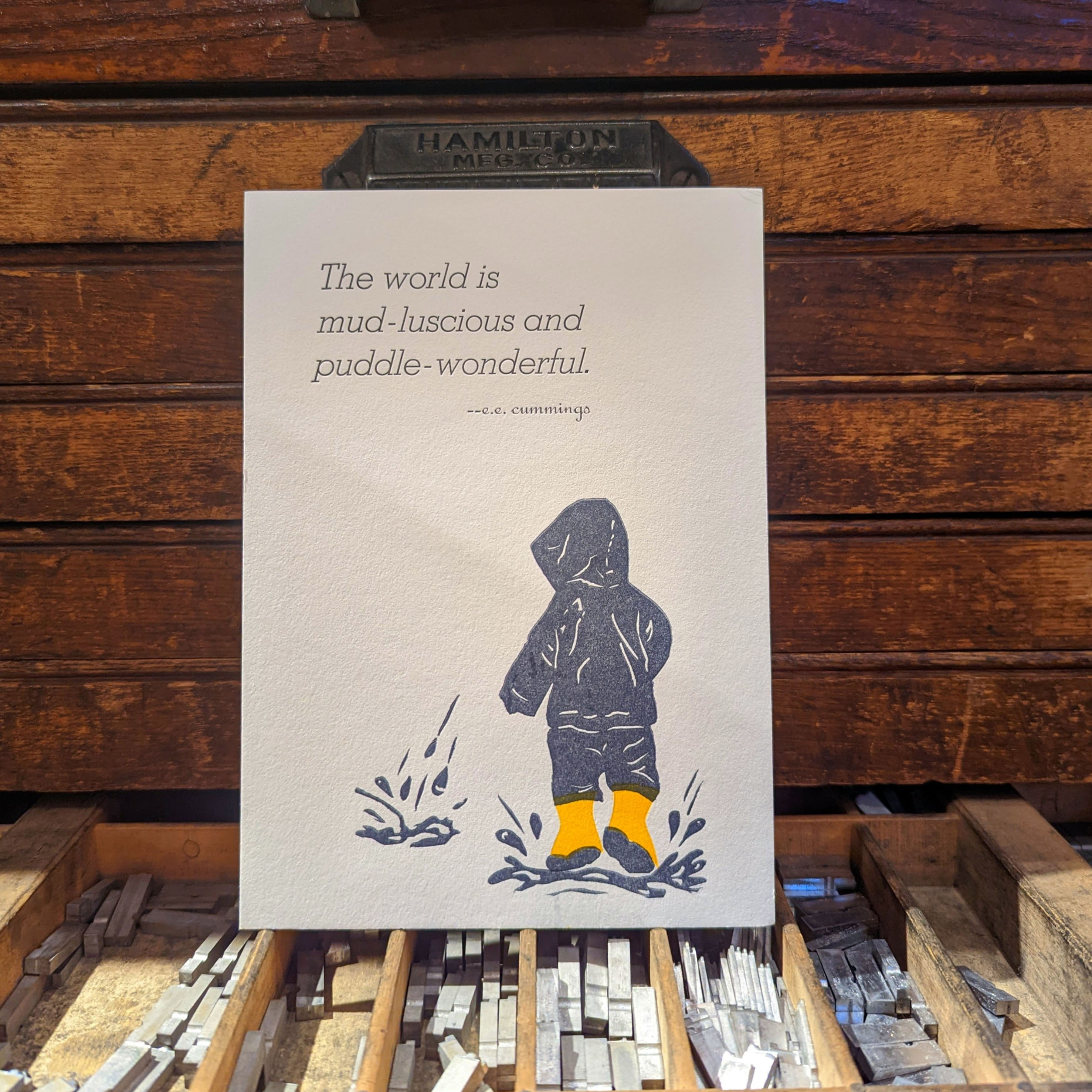 Puddle-Wonderful Child Letterpress Art