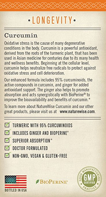 Thumbnail: NatureWise ORGANIC Curcumin Tumeric 1650mg with 95% Curcuminoids, 180 Ct