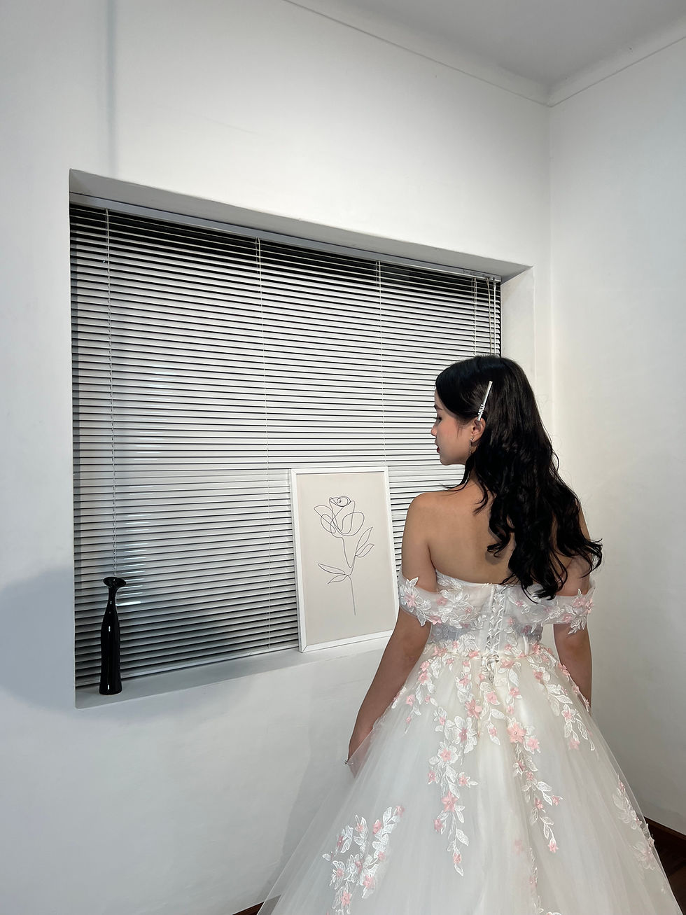 Thumbnail: Merlow Sweetheart Corset w Pink Flower Lace Tulle Aline