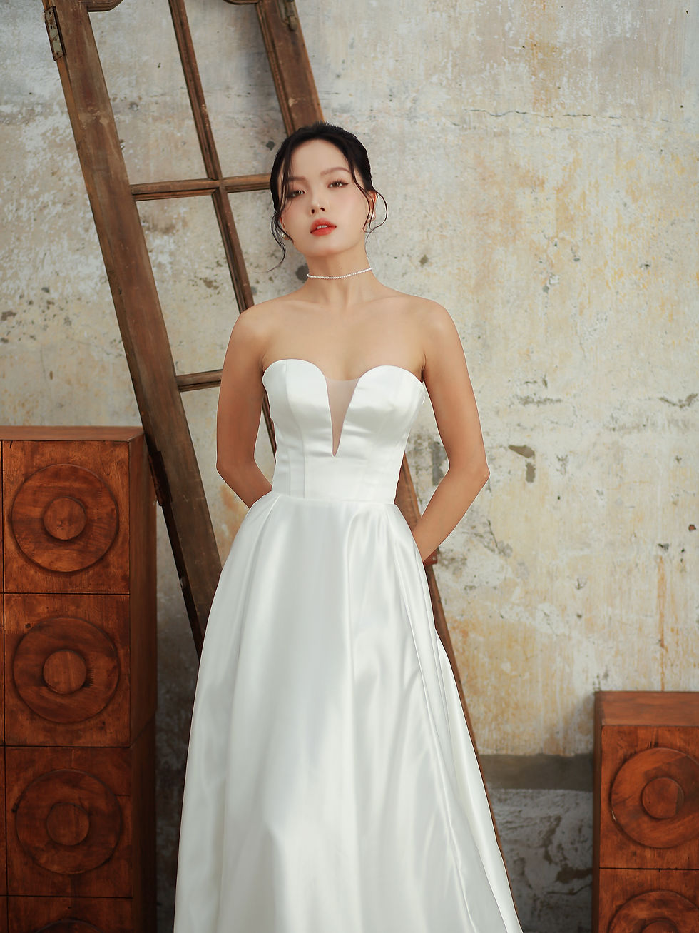 Thumbnail: Cerulia - Deep V Satin Aline