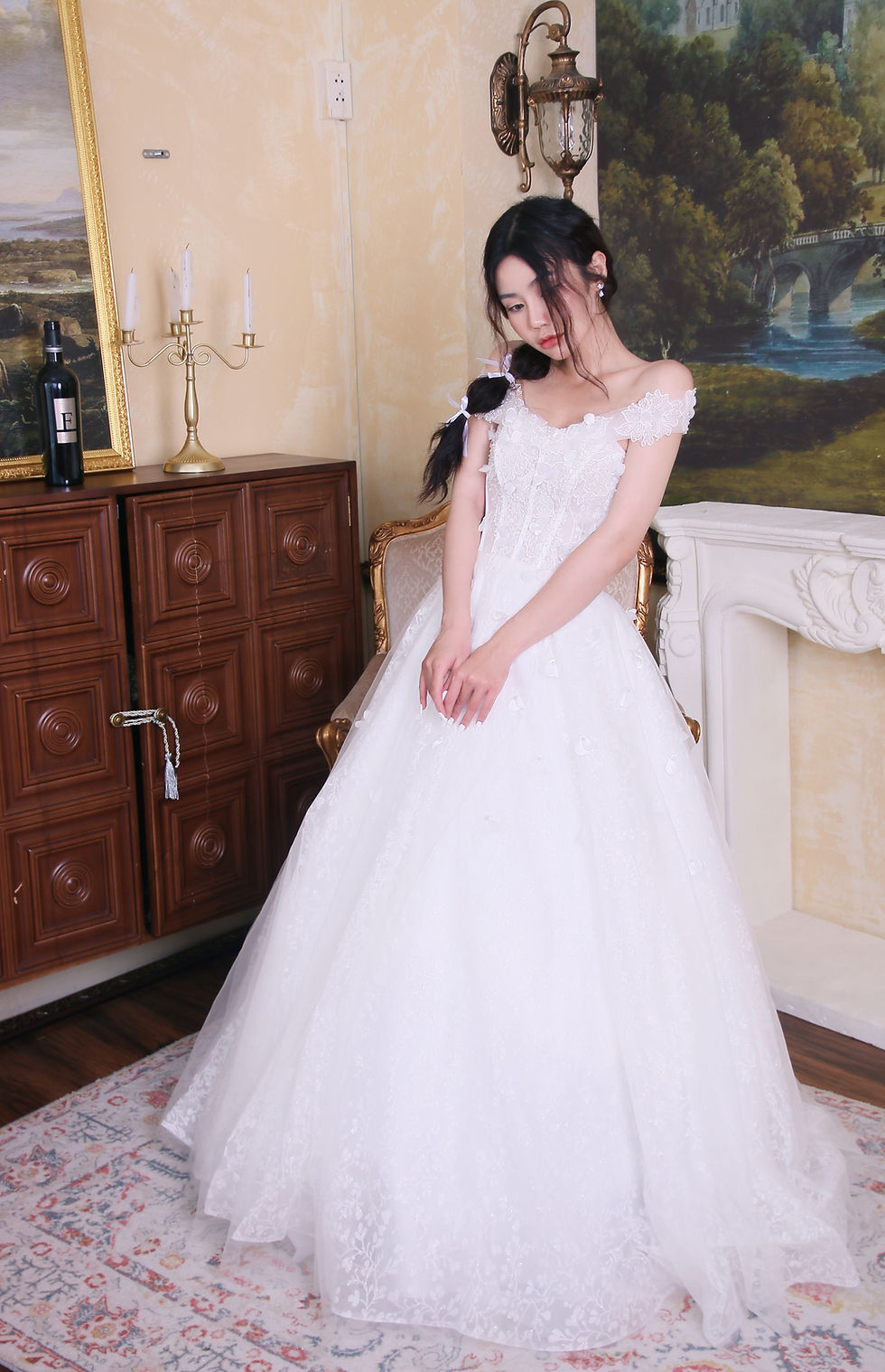 Thumbnail: Krista Sweetheart  Corset 4D Flowers Lace Skirt Ballgown