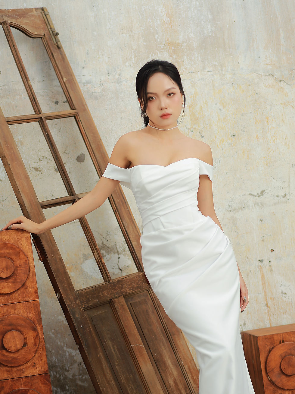 Thumbnail: Karnadia - Ruched Top & Waist Matt Satin Mermaid