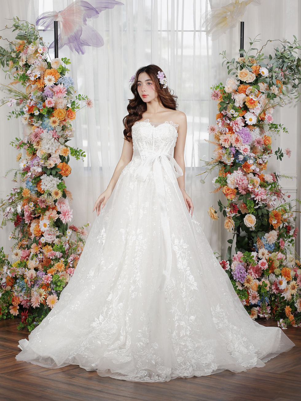 Thumbnail: Rozemyne - Sweetheart Corset Basque Belt Waist Glitter Lace Ballgown