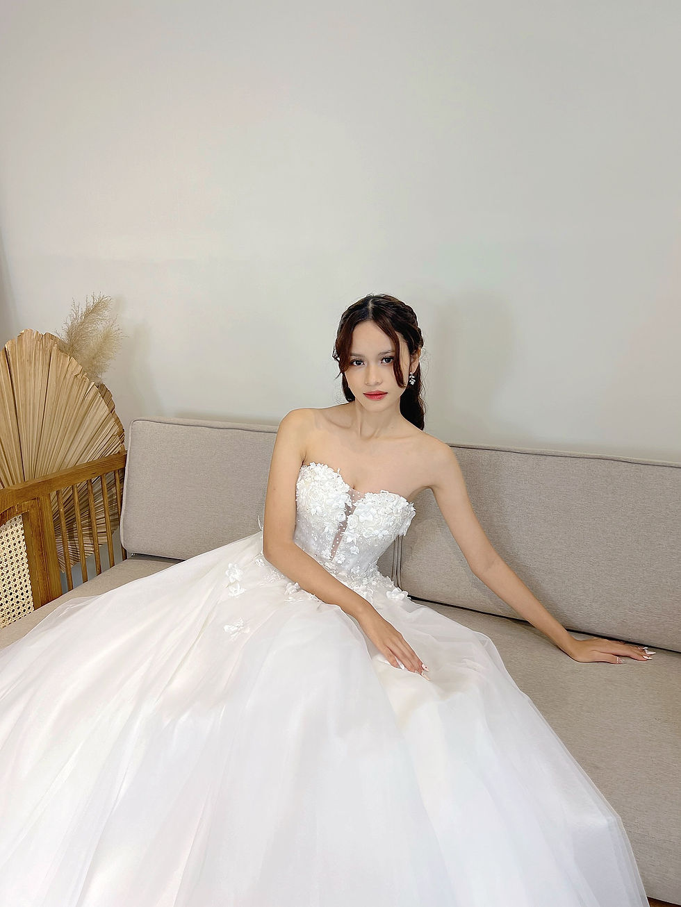 Thumbnail: Miren deep V Cut Floral Offshoulder Tulle Skirt Aline