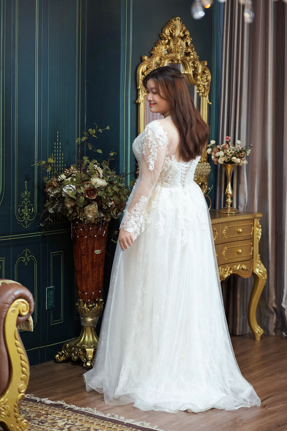Thumbnail: Annamaria Long Sleeve Pattern Lace Skirt Aline