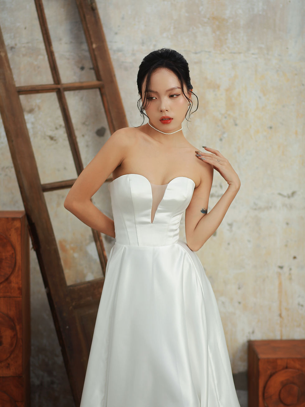 Thumbnail: Cerulia - Deep V Satin Aline