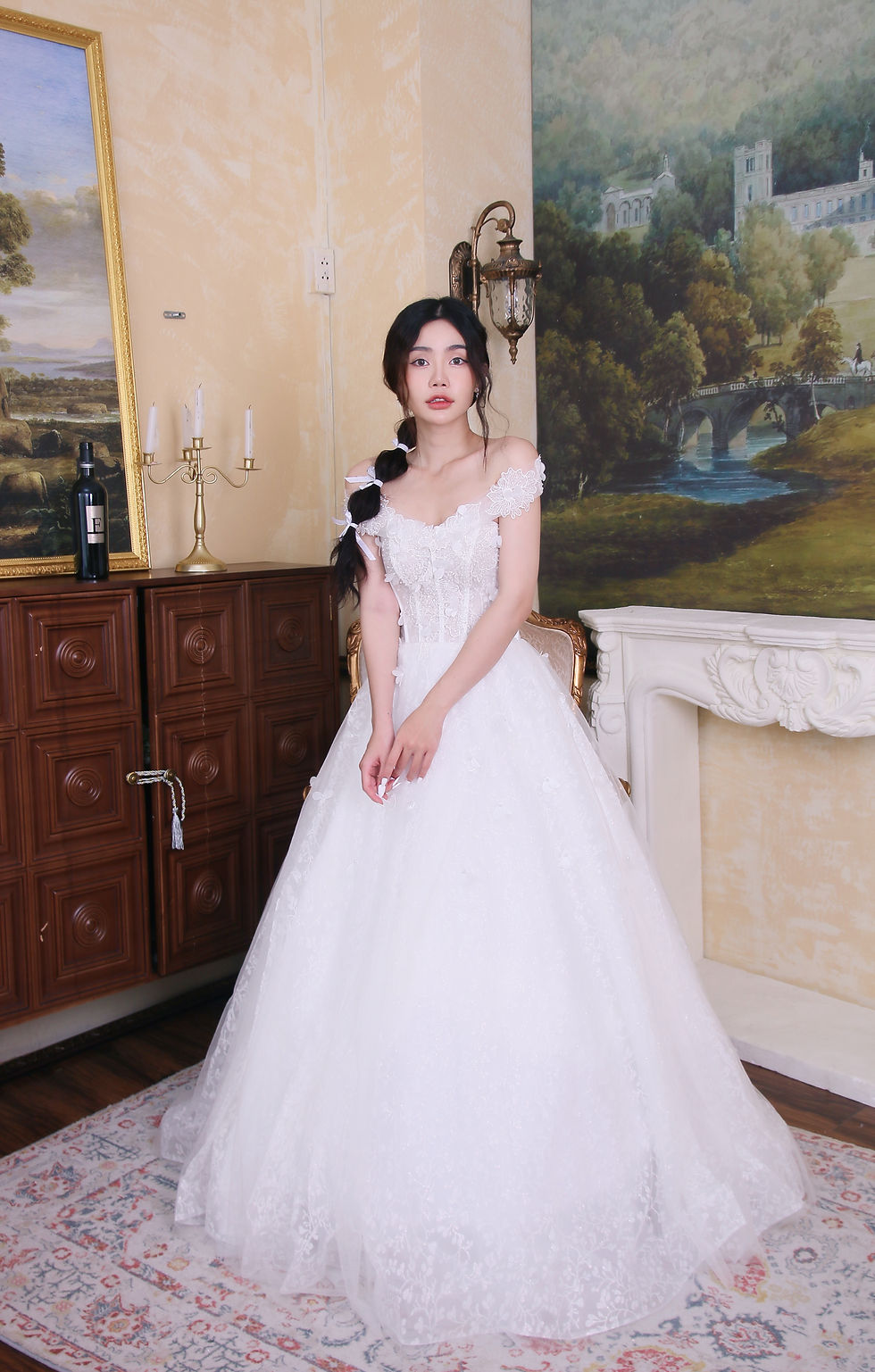Thumbnail: Krista Sweetheart  Corset 4D Flowers Lace Skirt Ballgown