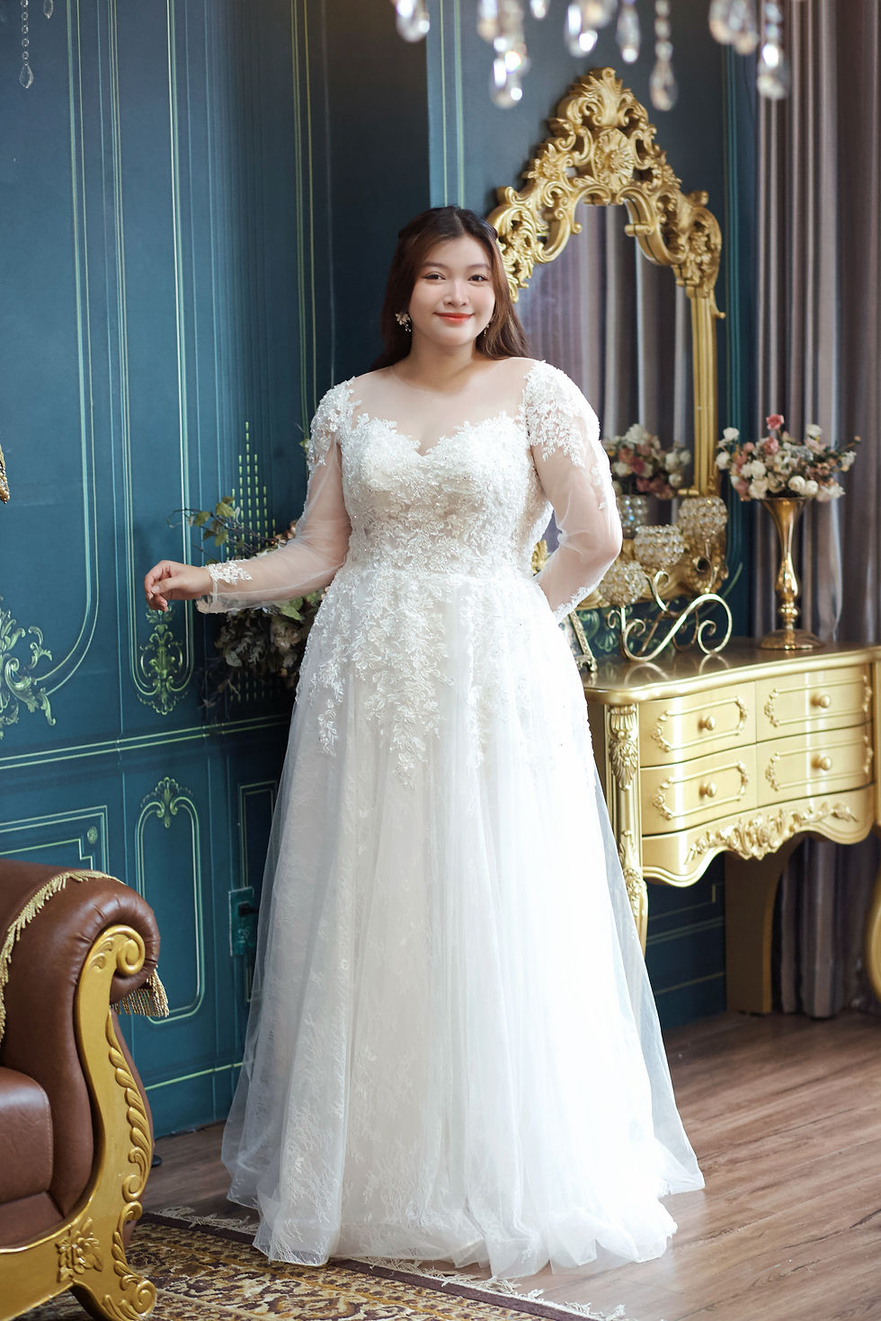 Thumbnail: Annamaria Long Sleeve Pattern Lace Skirt Aline
