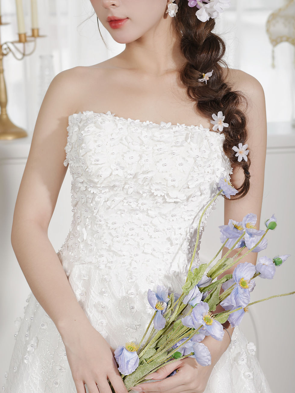 Thumbnail: Eleonora - Straight Mini 3d flower Structured Fitted Aline
