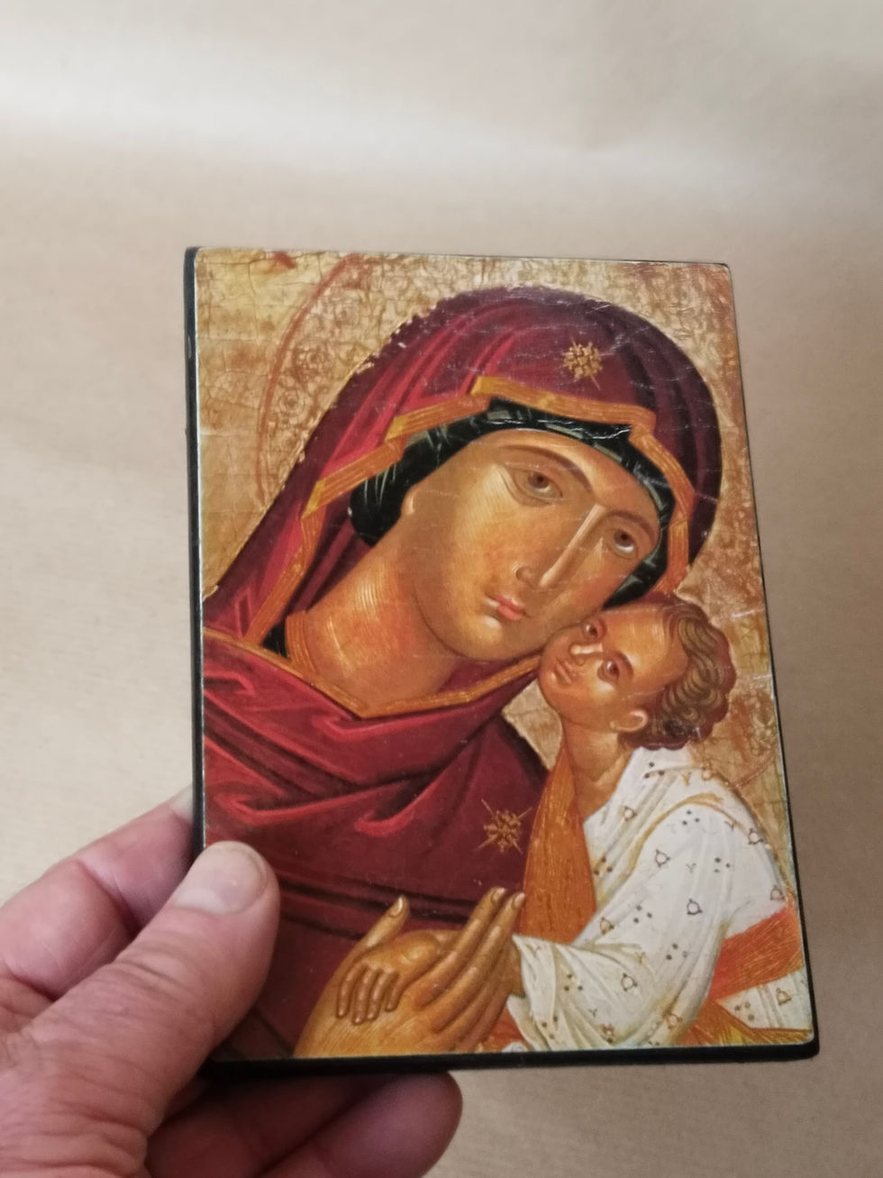 Thumbnail: Madonna image on wood - Icon of the Mother of God with the Child Jesus