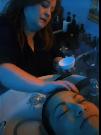 Cheree provides a relaxing scalp treatment.